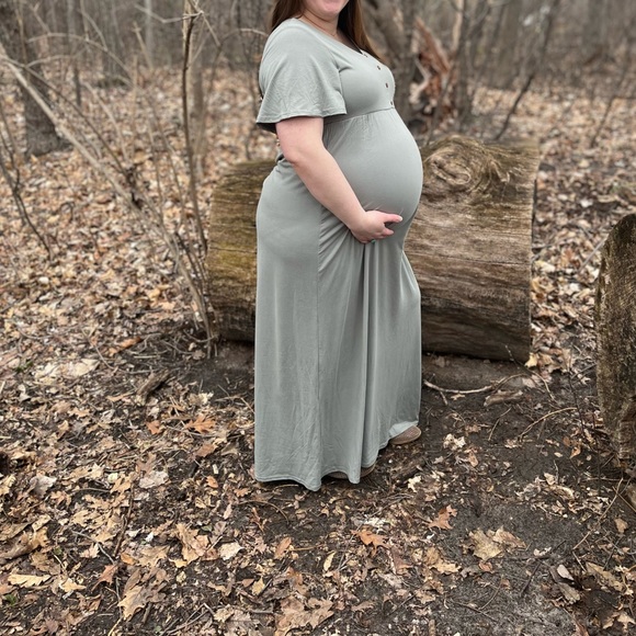 Maternity Dress - light green sage - full length maxi dress - Picture 2 of 7